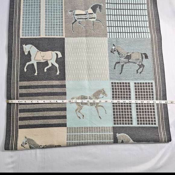 Blue Green Teal Equestrian Horse Soft Thick Shawl Scarf  Wrap - Picture 6 of 10